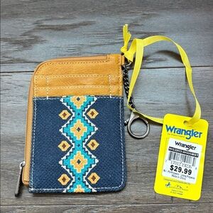 Wrangler By Montana West zipper top,coin,3 card holder,clasp hook/key chain,slim